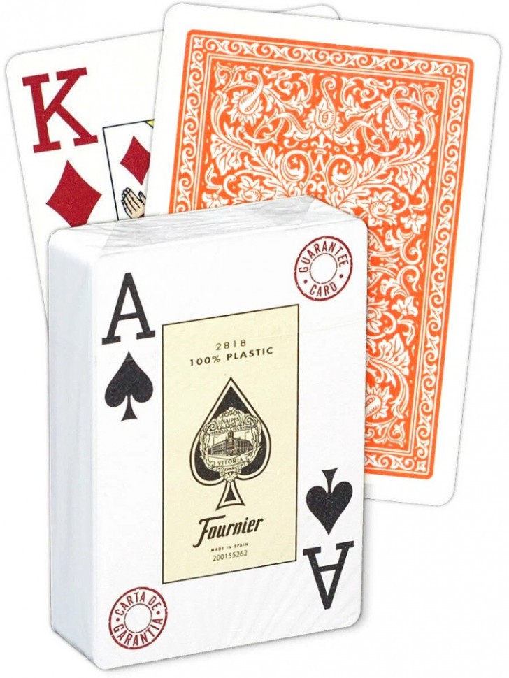 Карты "Fournier 2818 orange" 100% пластик