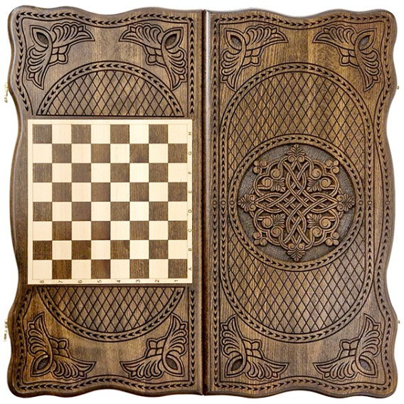 Нарды резные "Тёмный Узор 6" 50, Mirzoyan