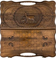 Нарды резные &quot;Олень&quot; с ручкой 50, Haleyan