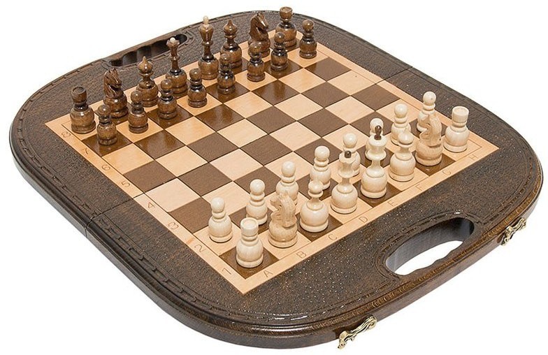 Шахматы + нарды резные "Овальные" 40, Haleyan