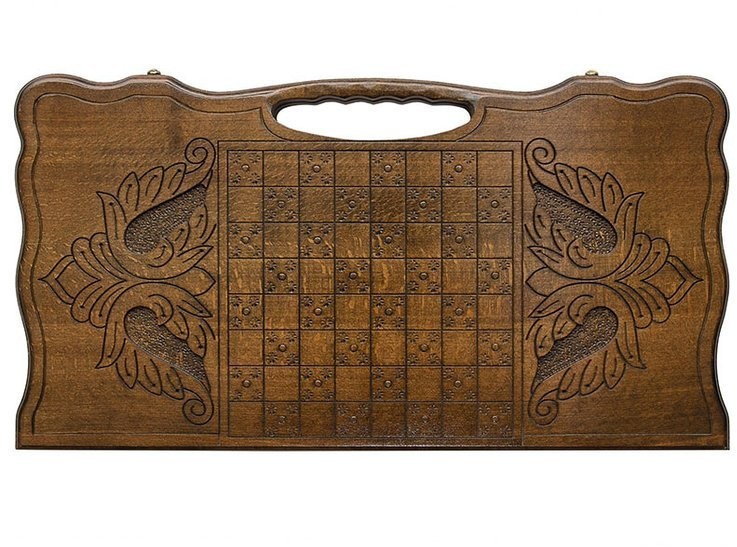 Нарды резные "Герб РФ 2" с ручкой 60, Haleyan