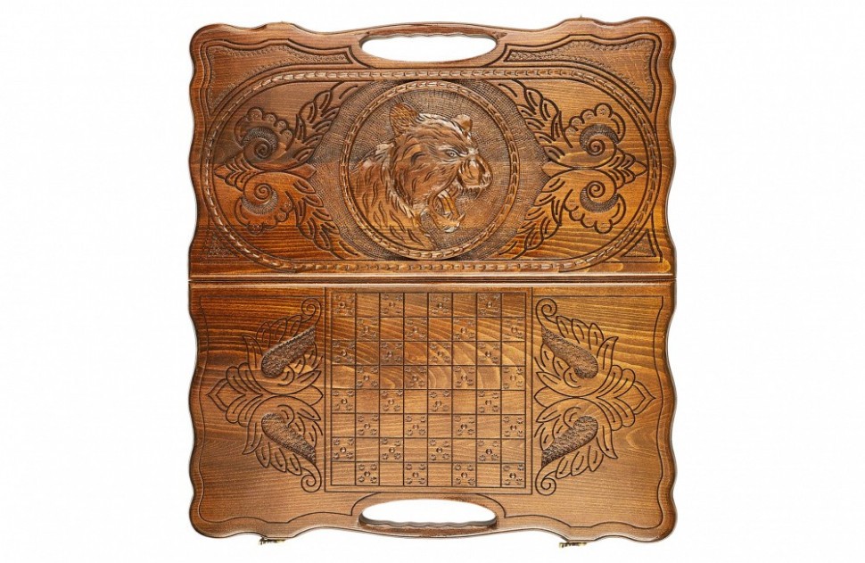 Нарды резные "Тигр" с ручкой, Haleyan