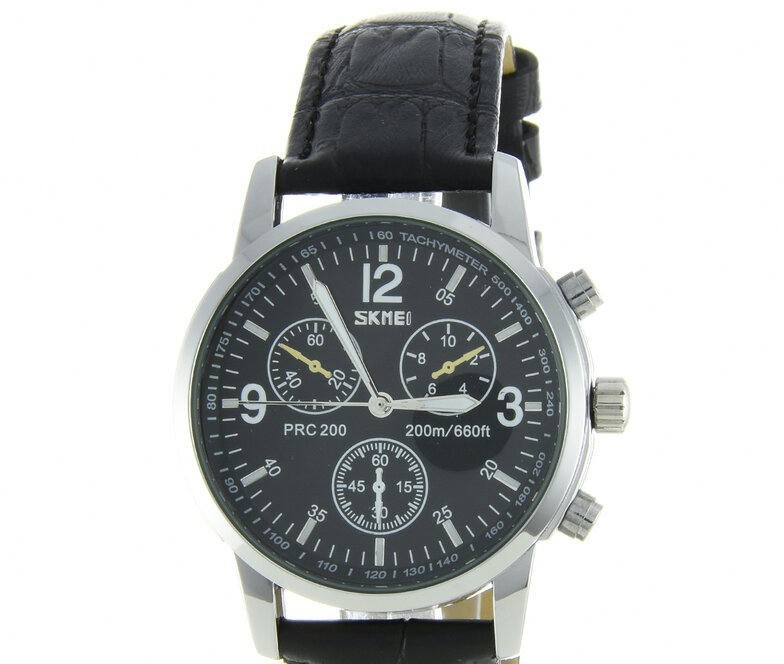 Наручные часы skmei 9070lbk black leather