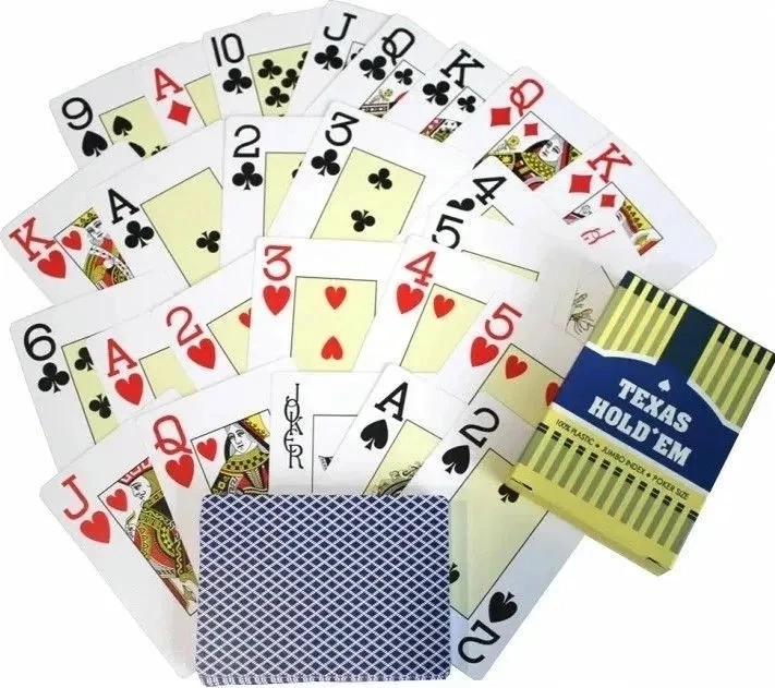 Карты для покера "Texas Holdem", 100% пластик, красные и синие (комплект из 2-х колод)