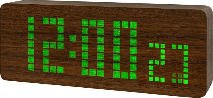 Сетевые часы vst870-4 зелен цифры (темно-коричневый) +блок