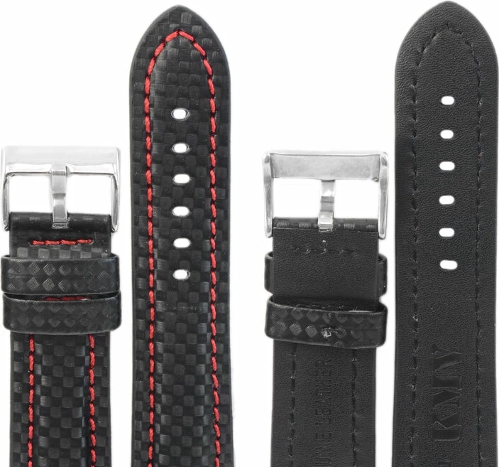 Ремешки "kmv" s-374 (1.6), 24 р-р, чер с крас стр.