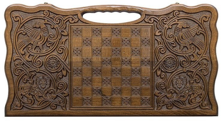 Нарды резные "Армянский узор 6" с ручкой 60, Haleyan