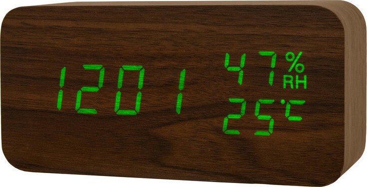 Сетевые часы vst862s-4 зел.цифры (корич)+usb кабель (без адаптера)