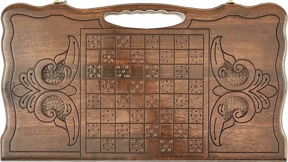 Нарды резные "Лев" с ручкой 50, Haleyan