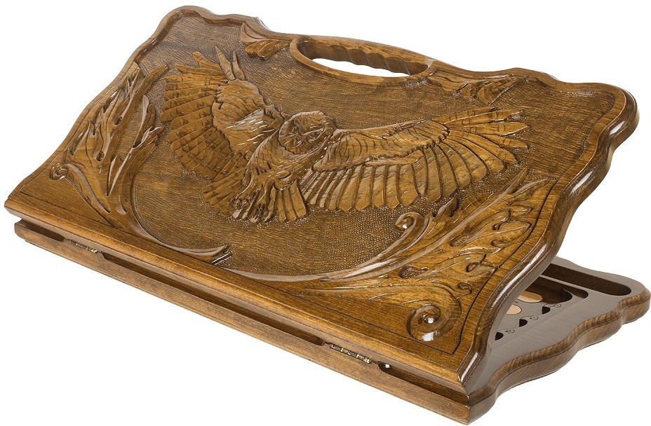 Нарды резные "Сова" с ручкой 60, Haleyan