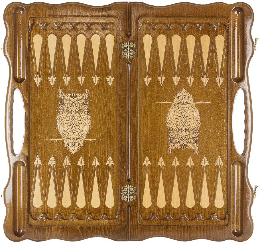 Нарды резные "Сова" с ручкой 60, Haleyan