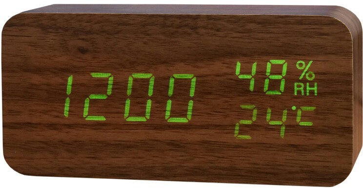 Сетевые часы vst862s-4 зел.цифры (св.корич)+usb кабель (без адаптера)