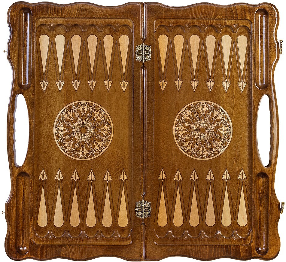 Шахматы + нарды резные "Антемион" 60 с ручкой, Haleyan