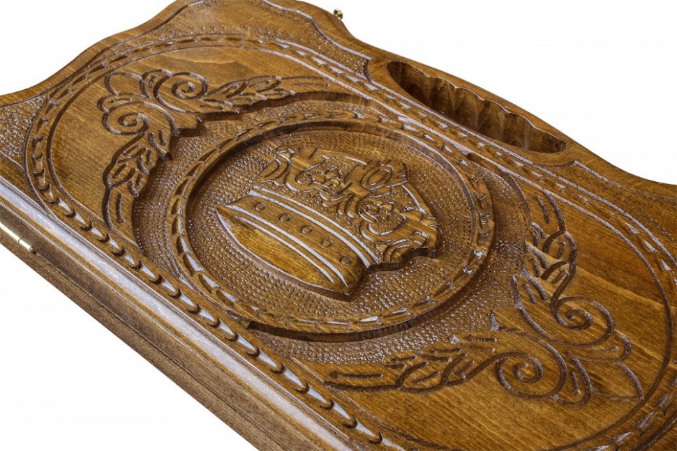 Нарды резные "Корона" с ручкой 40, Haleyan