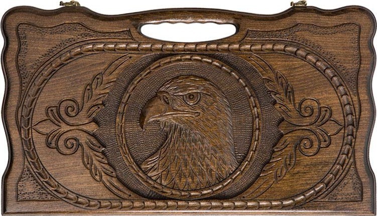 Нарды резные "Орел" с ручкой 50, Haleyan