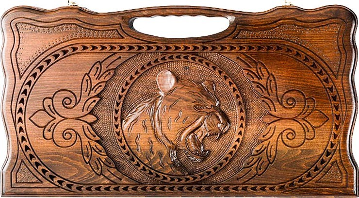 Нарды резные "Тигр" с ручкой 50, Haleyan