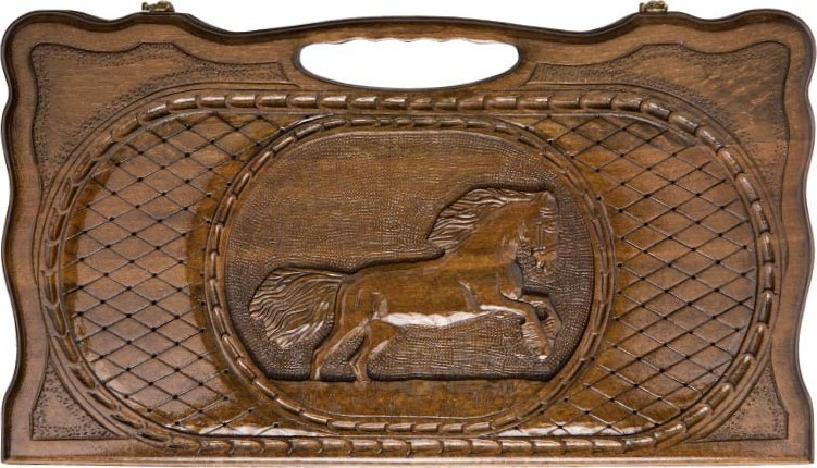 Нарды резные "Лошадь" с ручкой 50, Haleyan