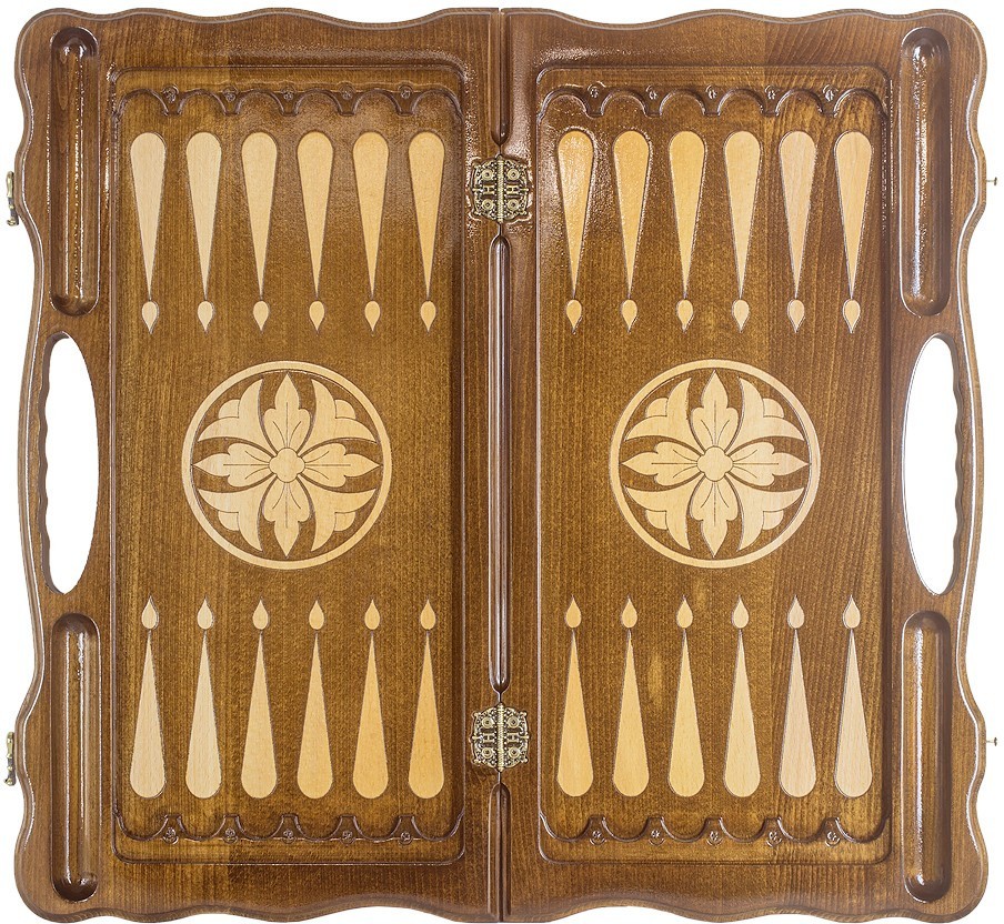 Нарды резные "Битва львов" с ручкой 60, Haleyan